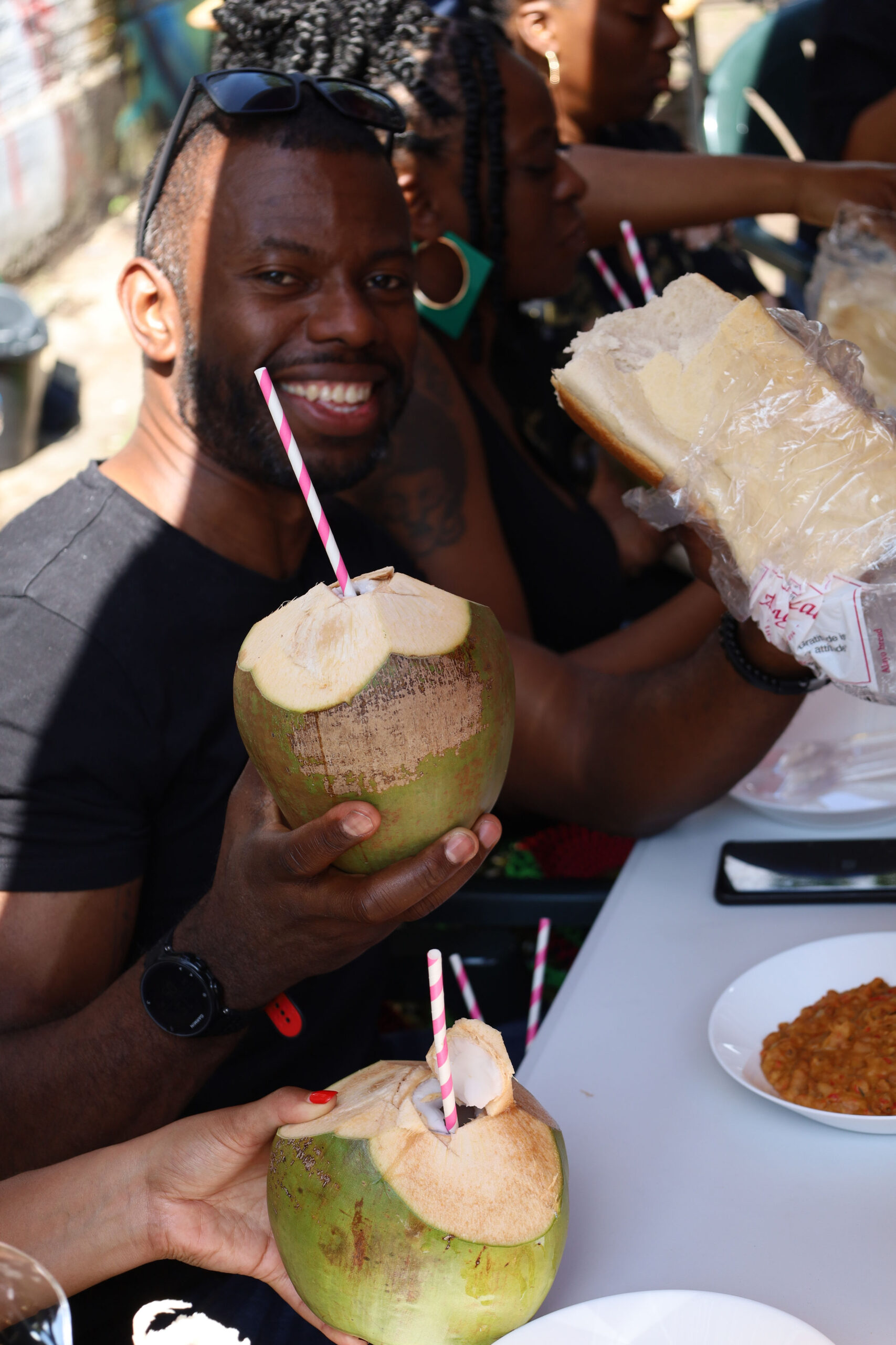 Fresh coconut being enjoyed on the tour